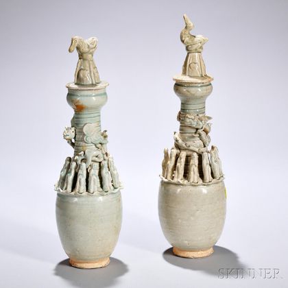 Two Qingbai Burial Jars and Covers