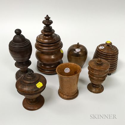 Seven Turned Treen Items