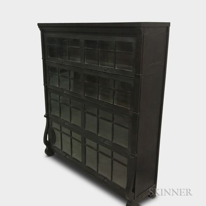 Empire-style Glazed Mahogany Veneer Four-tier Barrister Bookcase