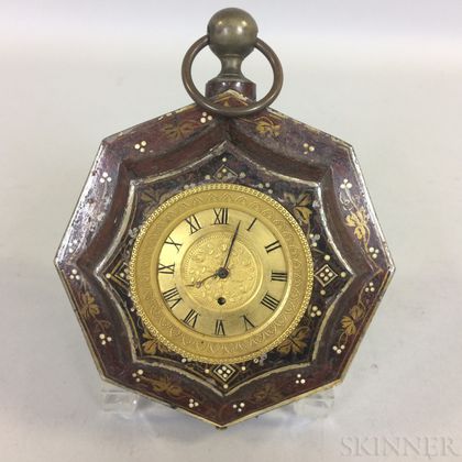 Small English Painted Tin Hanging Timepiece