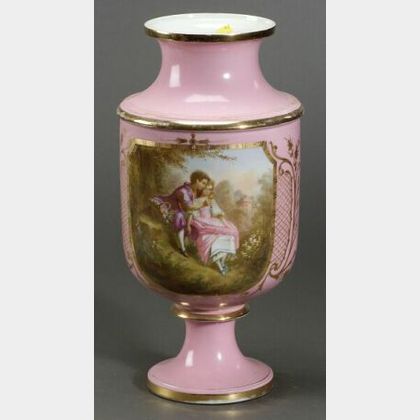 &#34;Sevres&#34; Porcelain Enamel Decorated Vase