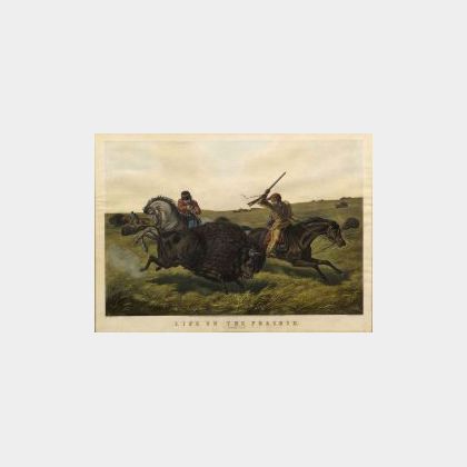 Currier & Ives, publishers (American, 1857-1907) LIFE ON THE PRAIRIE. The Buffalo Hunt.