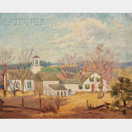 Attributed to Gerrit Albertus Beneker (American, 1882-1934) Cape Cod Landscape with House in Spring