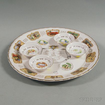 Ceramic Seder Plate and Associated Dishes