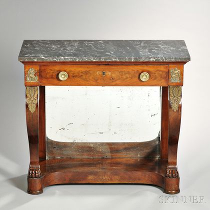 Neoclassical Marble-top Rosewood Pier Table