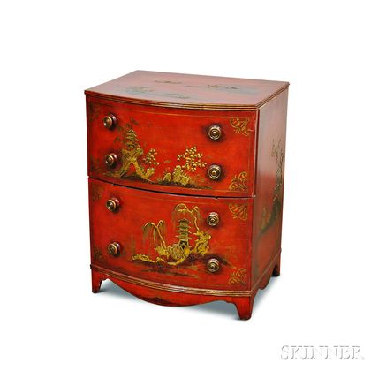Japanned Bow-front Commode