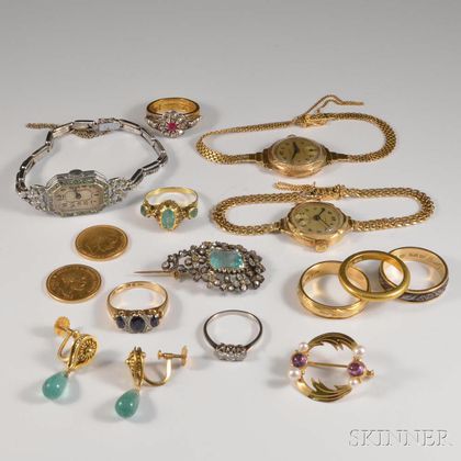 Group of Mostly 18kt Gold Jewelry