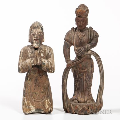 Two Painted Wood Figures