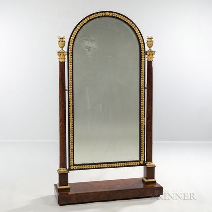 Empire-style Ormolu-mounted Mahogany Cheval Mirror