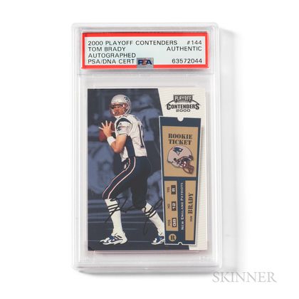 2000 Playoff Contenders Tom Brady Autograph Rookie Ticket Card #144