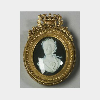 Wedgwood Black Jasper Dip Portrait Medallion of Maria I of Portugal