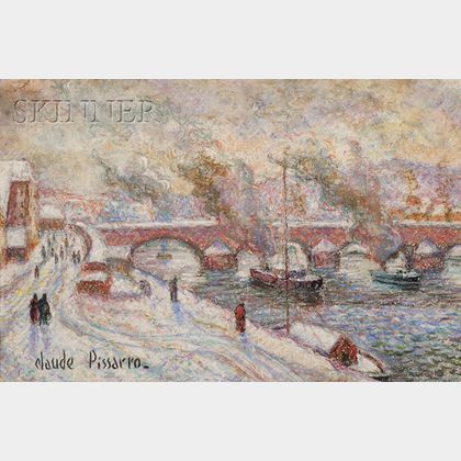 Hughes Claude Pissarro (French, b. 1935) Le pont des guillemettes à Surosne-sur-Orne