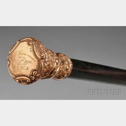 American Victorian Walking Stick with Yellow Gold Handle