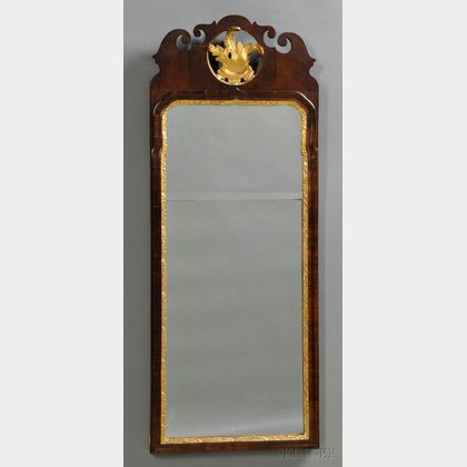 Queen Anne Walnut and Parcel-gilt Mirror