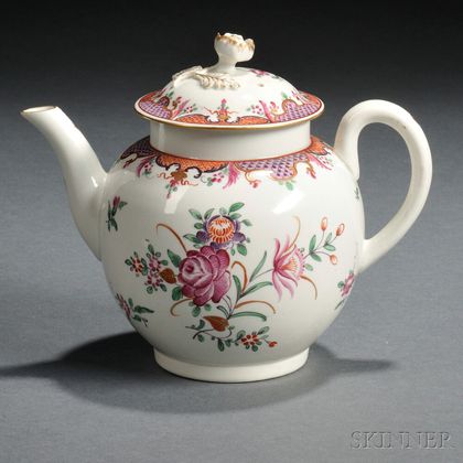 Lowestoft Porcelain Teapot and Cover