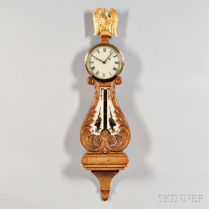 Bench-made Curl Maple Lyre Clock