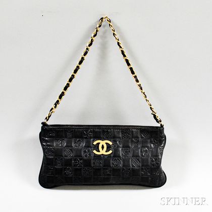 Chanel Black Embossed Leather Handbag