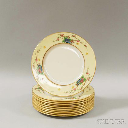Set of Eleven Lenox Hand-painted Dinner Plates