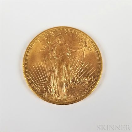 1913-D $20 St. Gaudens Double Eagle Gold Coin. Estimate $1,200-1,500