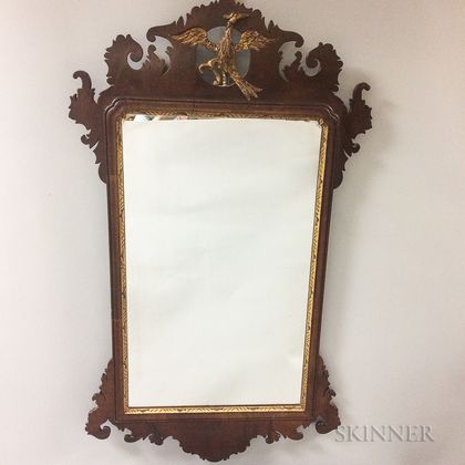 Chippendale-style Carved and Parcel-gilt Scroll-frame Mirror