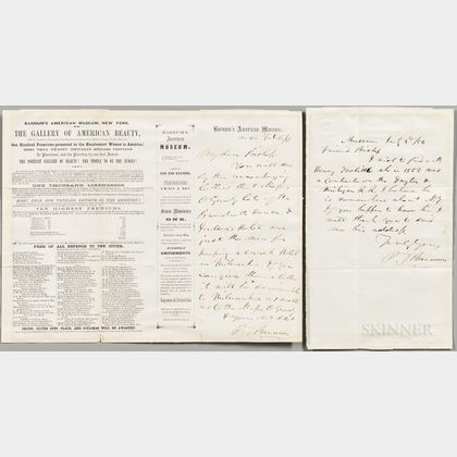 Barnum, Phineas T. (1810-1891) Two Autograph Letters Signed, 1856.