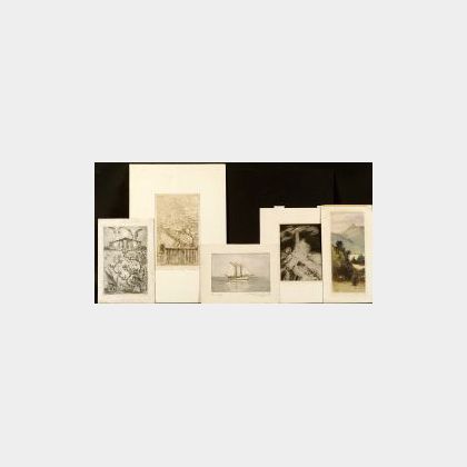 Lot of Eleven Miscellaneous Prints: Vera Andrus (American, 1896-1979),Shore Motifs
