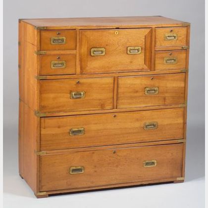 British Brass Mounted Camphor Wood Campaign Chest
