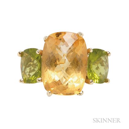 14kt Gold, Citrine, and Peridot Ring