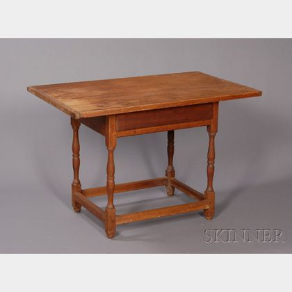 William & Mary Turned Cherry Tavern Table with Drawer