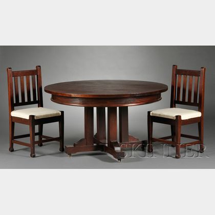 Roycroft Arts & Crafts Dining Table and Six Chairs