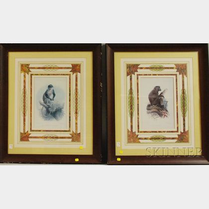 After J. Smit and J. Wolf (British, 19th Century) Two Monkey Prints: Cercopithecus Erythrogaster