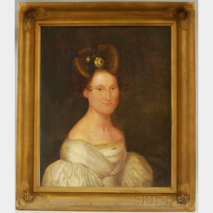 Jeremiah Hardy (American, 1800-1887) Oil on Board Portrait of Elizabeth Eloise Wise (1808-1833)