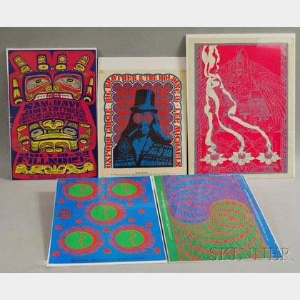 Six 1960s Family Dog, Concert, and Psychedelic-style Posters