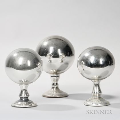 Three Mercury Glass Globes