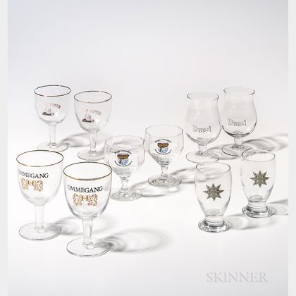 Five Pairs of Advertising Beer Goblets