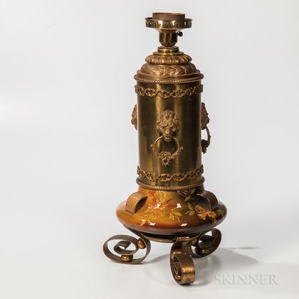 Brass and Art Pottery Table Lamp