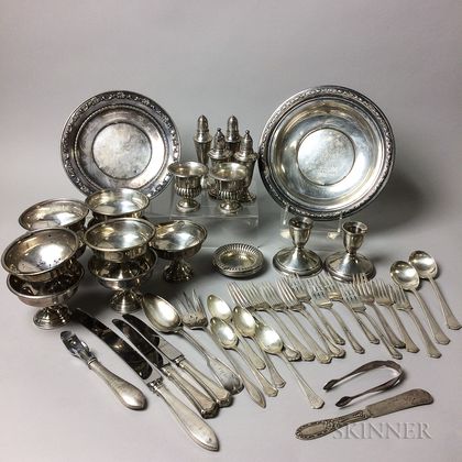 Large Group of Weighted Sterling Silver Tableware