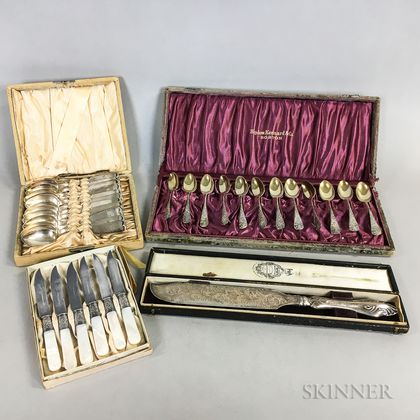 Four Boxed Sets of American Silver Flatware