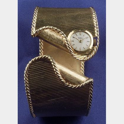 Lady's 18kt Gold Ribbon Bangle Wristwatch, Ebel