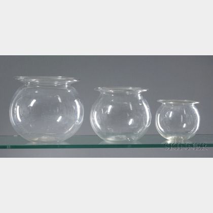 Three Graduated Blown Glass Leech Jars