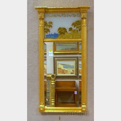 Federal-style Giltwood Tabernacle Mirror with Eglomise Glass Tablet