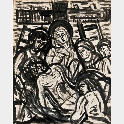 Evie Hone (Irish, 1894-1955) Two Passion of Christ Scenes: The Crucifixion