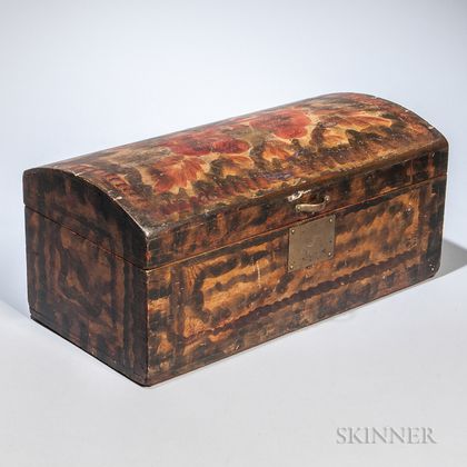 Paint- and Smoke-decorated Pine Dome-top Box
