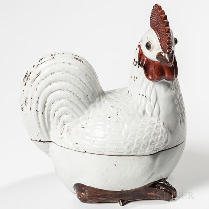 Ceramic Rooster-form Covered Dish