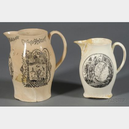 Two Transfer Decorated Liverpool Jugs