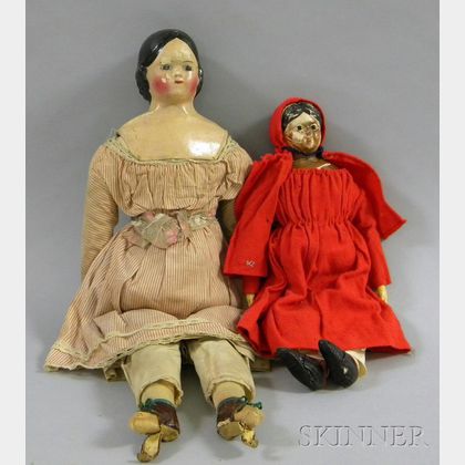 Two Painted Composition Shoulder Head Dolls