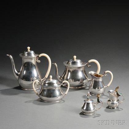 Four-piece Wilhelm Binder .835 Silver Tea Service