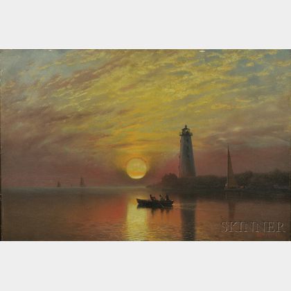 Albert Bierstadt (American, 1830-1902) Lighthouse, Newport, Rhode Island