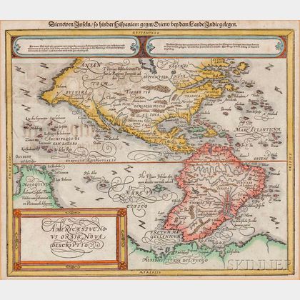 North and South America. Sebastian Münster (1488-1552) Die newen Inseln / so hinder Hispanium gegen Orient / bey dem Landt Indie gelege