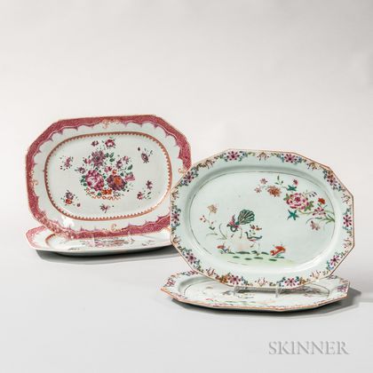 Two Pairs of Export Porcelain Serving Platters